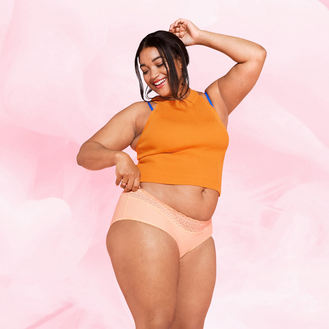 Hipster Full Lace Let Flow Menstruationstrusser, komfortabel og bæredygtig.