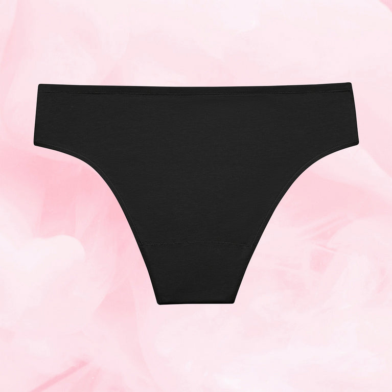 ComfortFit Essentials Brazilian Let Flow menstruation underwear with high waist design.