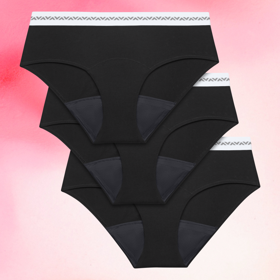 Period Underwear
      Kraftigt flowessentials-hipster-logo-heavy-3-pak-menstruationstrusser
