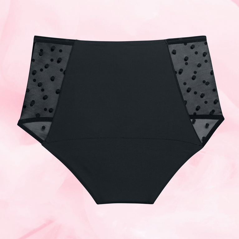 Højtaljet Snit Dots Let Flow Menstruationstrusser with stylish side dots.