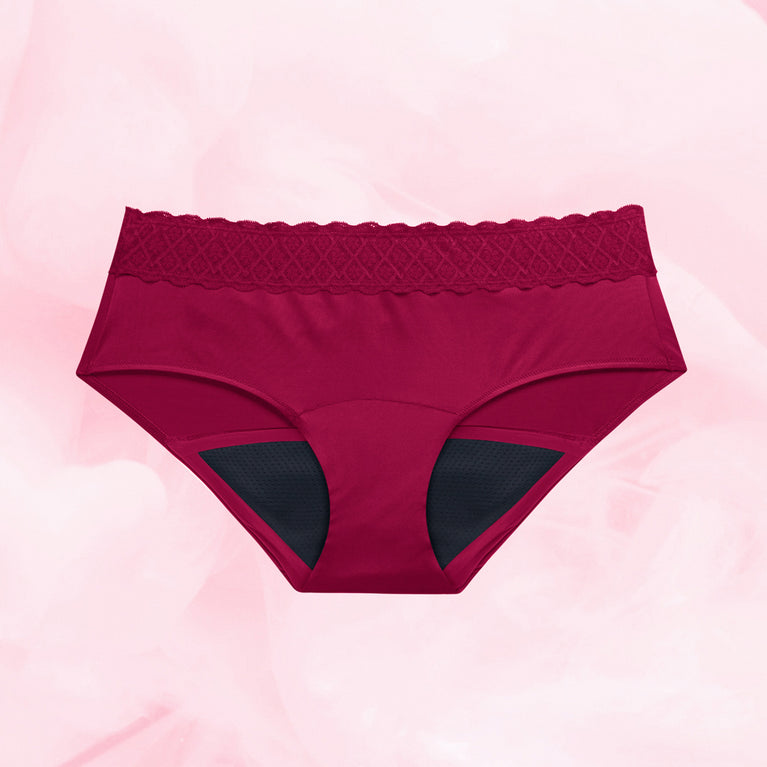 Hipster Discovery Set with lace details for varied menstrual flow.