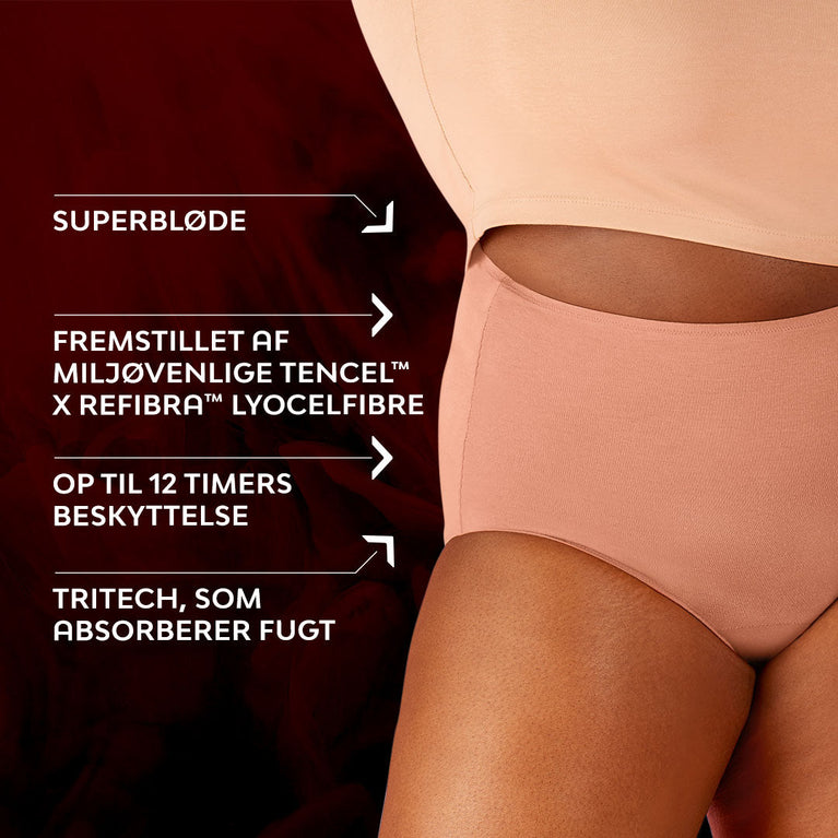 Premium Comfort High Waist Moderate Flow Menstruationstrusser with soft, full-coverage fit.