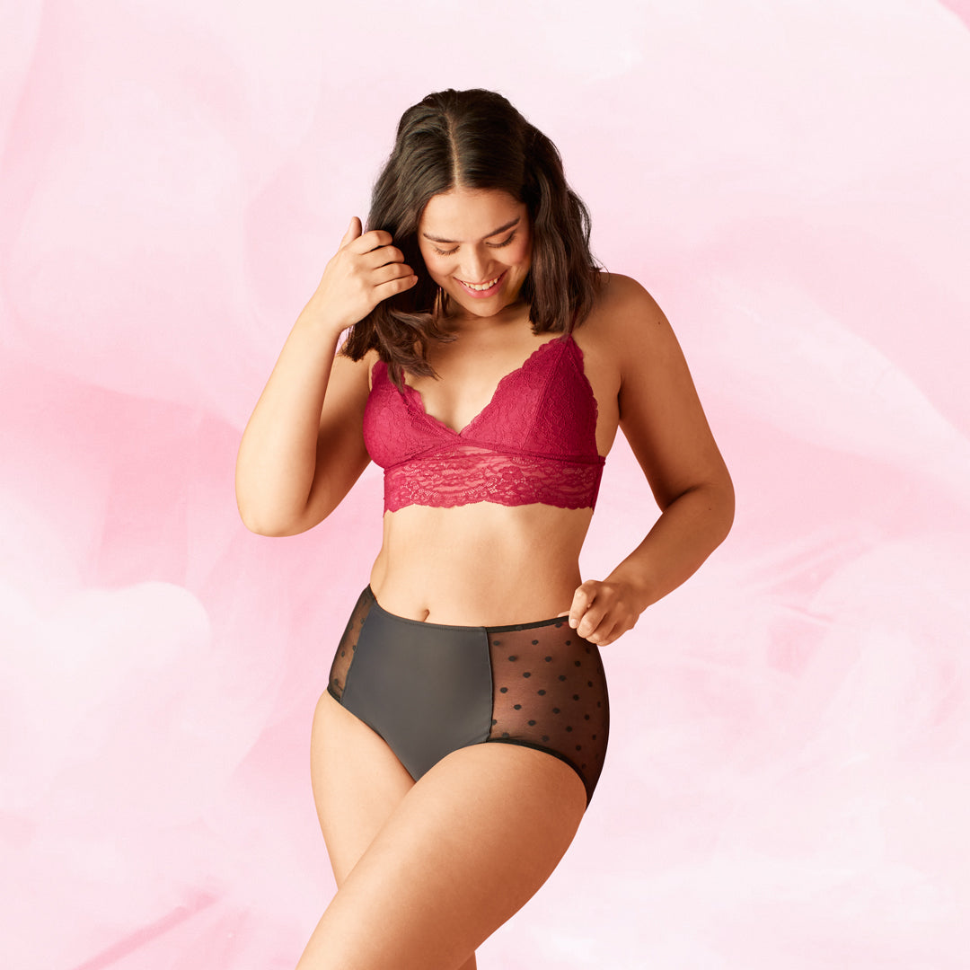 Period Underwear
      Kraftigt flowhigh-waist-dots-heavy
