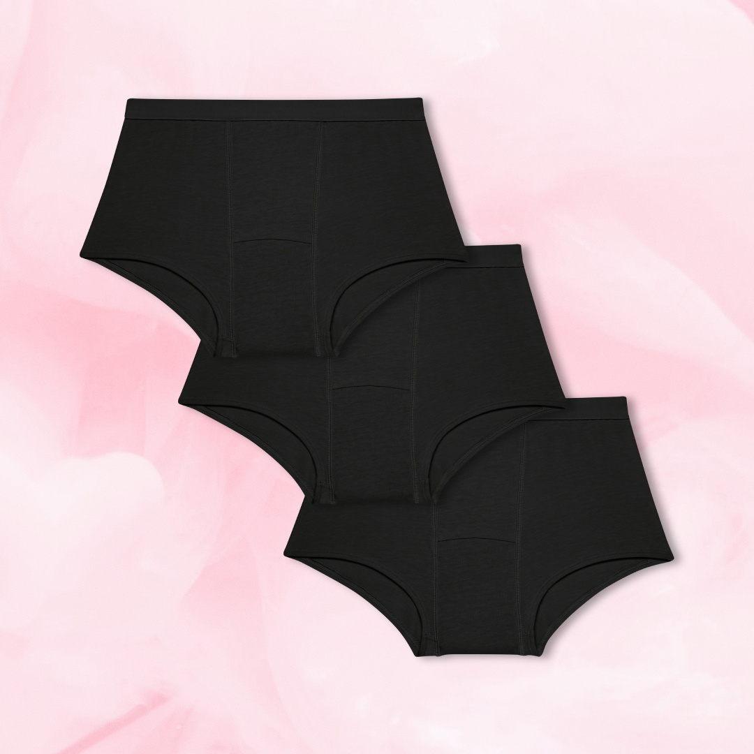 Teens Boxer Moderat Flow 3-pak, sort højtaljede trusser.