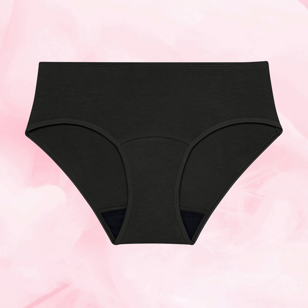 Teens Hipster Moderat Flow 5-pak, sort højtaljet trusse.