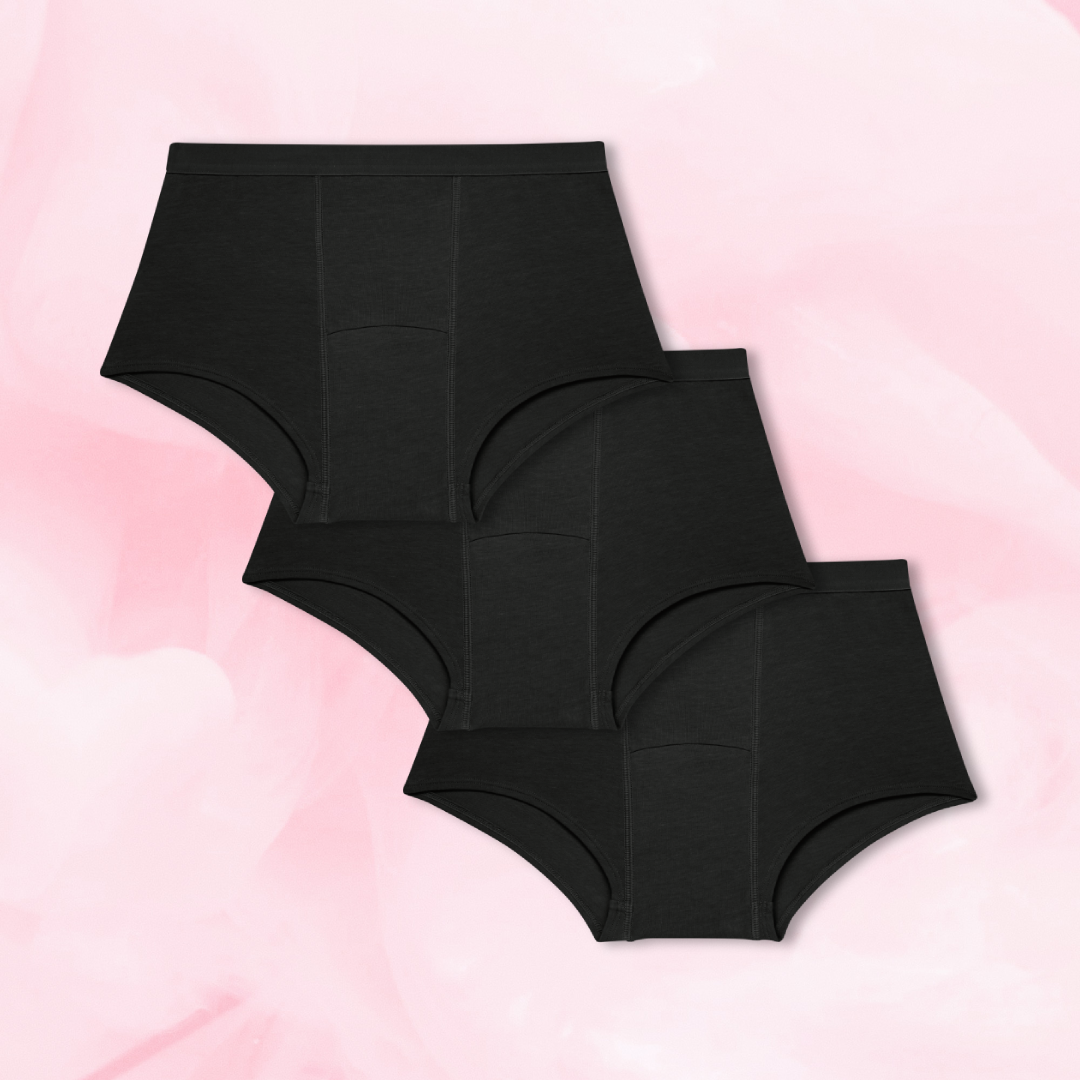 Tre par Teens Boxer Kraftigt Flow 3-pak menstruationstrusser.