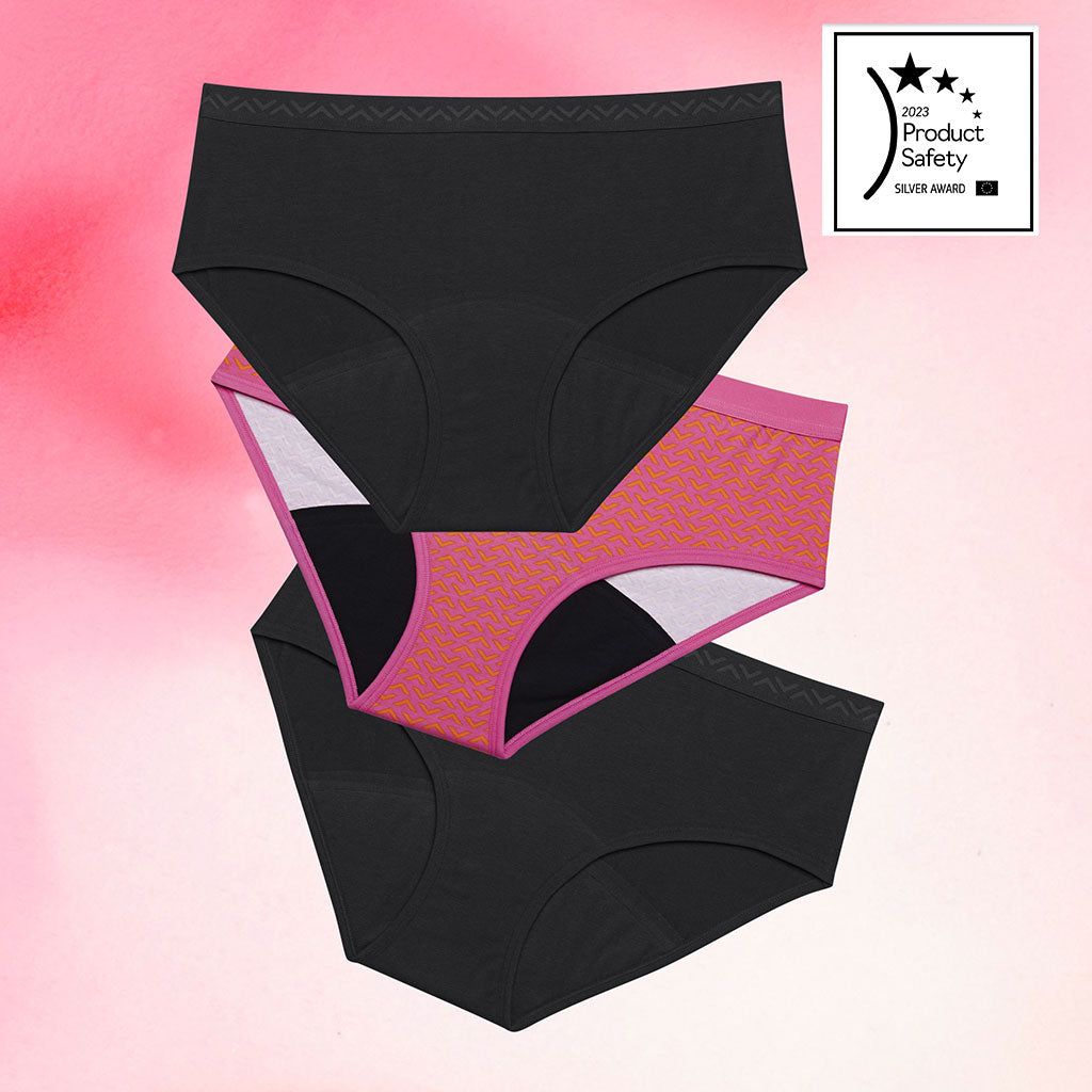 Period Underwear
      Kraftigt flowteen-hipster-print-heavy-3-pak-menstruationstrusser