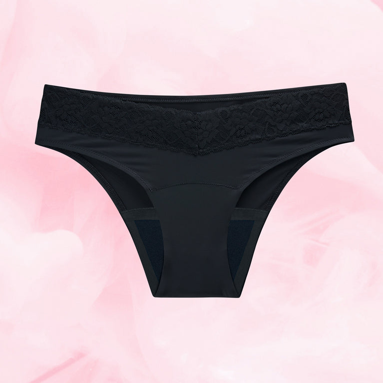 Brazilian Moderat Flow Menstruationstrusser showcasing high-cut design and comfort.